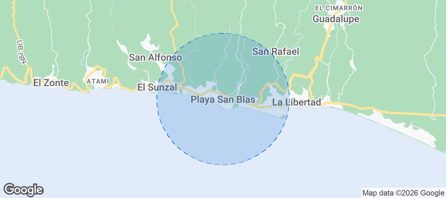 Playa San Blas Airbnb map